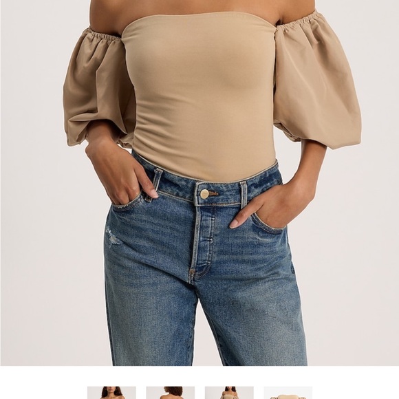 Express off the shoulder puff sleeved sleeve bodysuit. - Picture 4 of 4